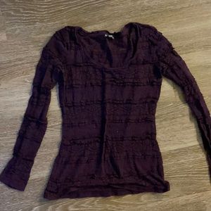 Express plum lace long sleeve, XS